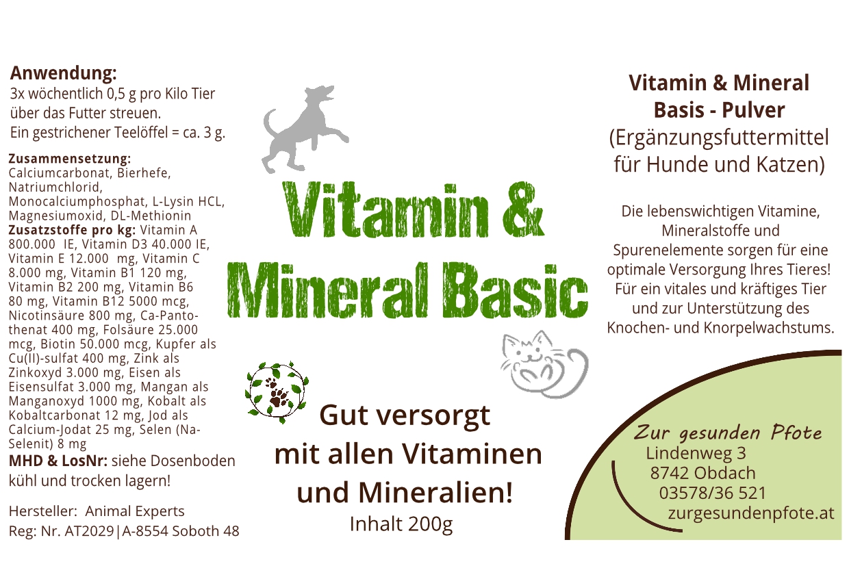 Vitamin & Mineral Basic - Alle wichtigen Vitamine und Mineralien für Hunde