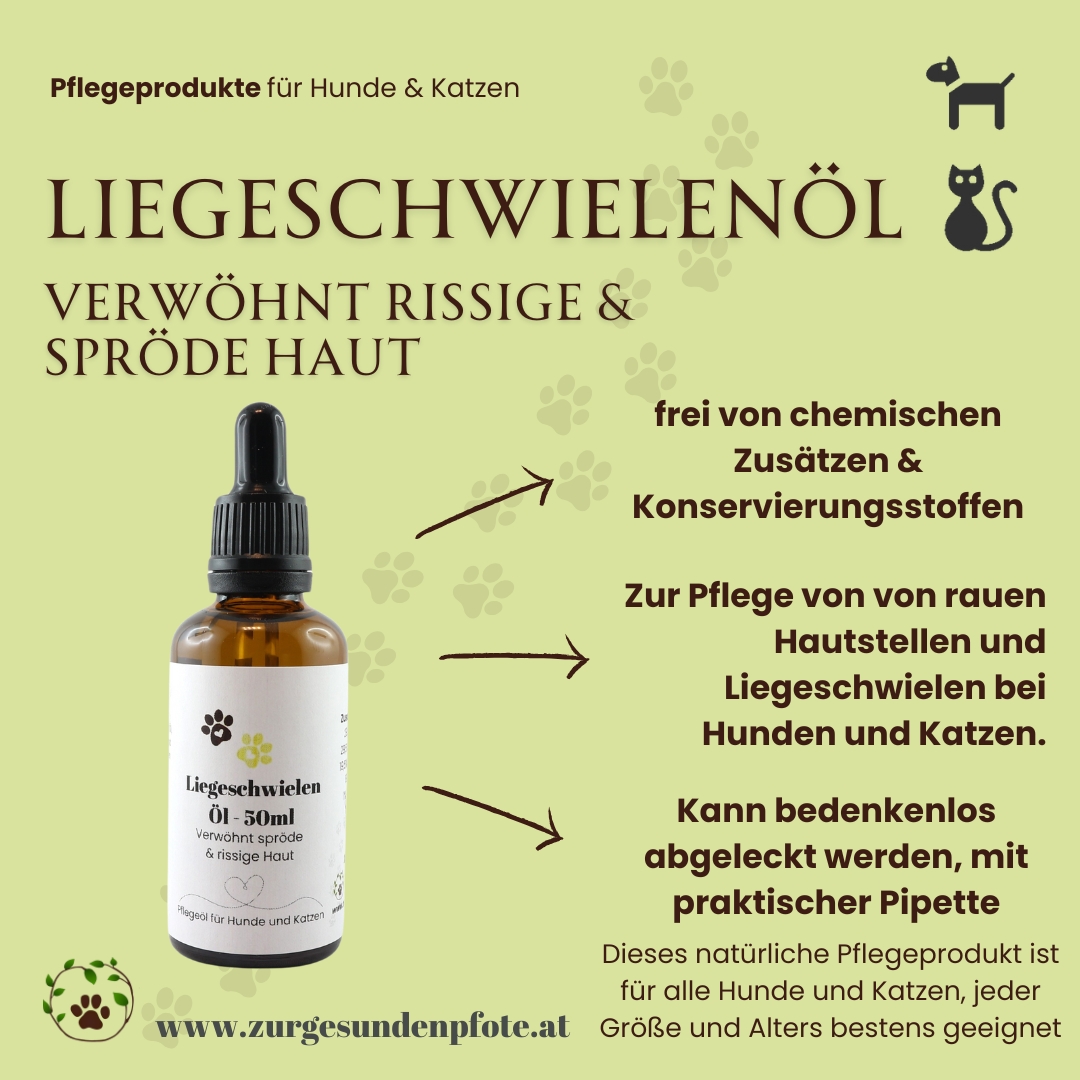 Liegeschwielen Öl - für Hunde - Verwöhnt spröde & rissige Haut - 50ml