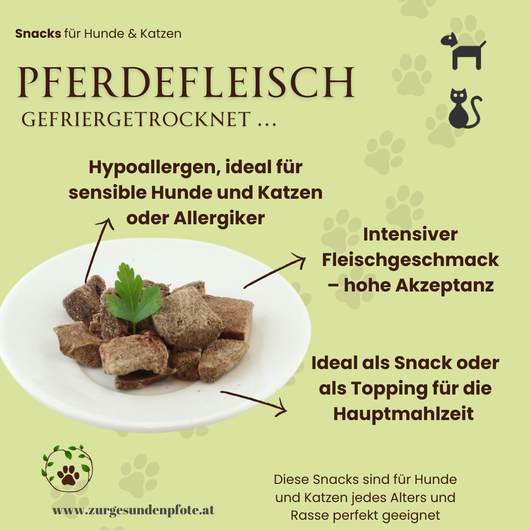 Pferdefleisch gefriergetrocknet - für niveauvolle Katzen